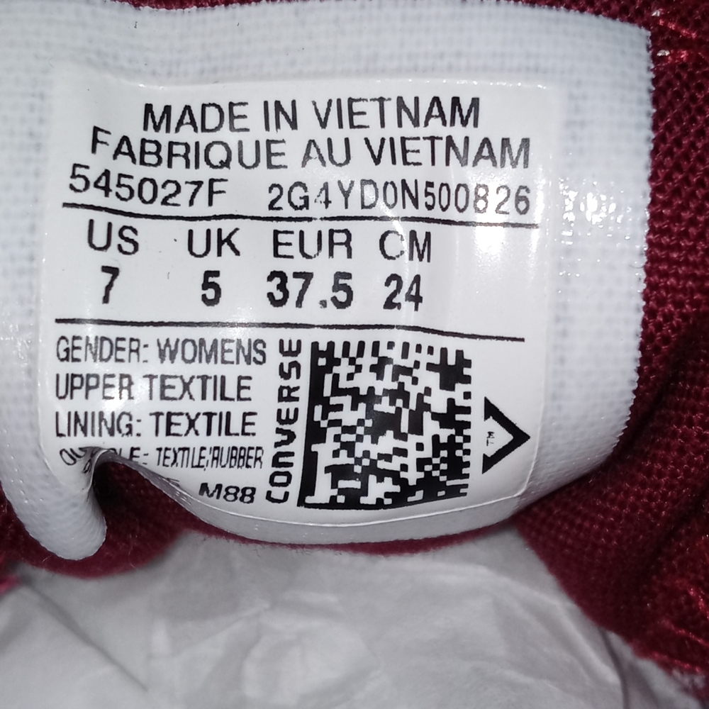NWOT Converse Silver-Dusted Oxheart Maroon Oxford CT OX 7 - Picture 10 of 10